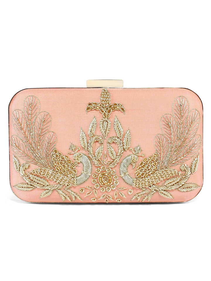 Peach Peacock Clutch The Purple Sack - Fabilicious Fashion