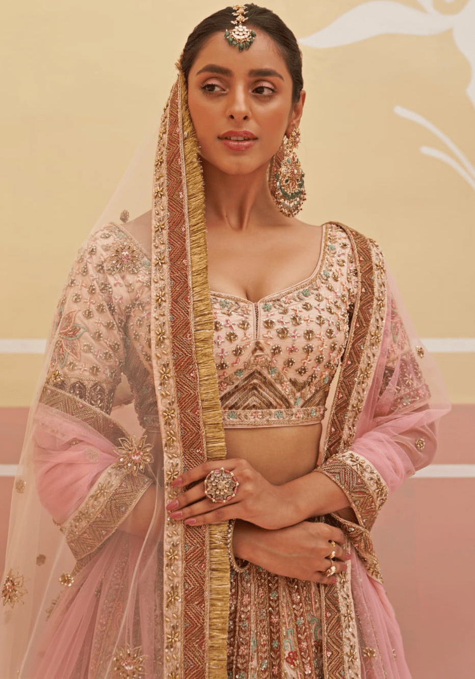 Peach Silk Embroidered Bridal Lehenga Angad Singh - Fabilicious Fashion