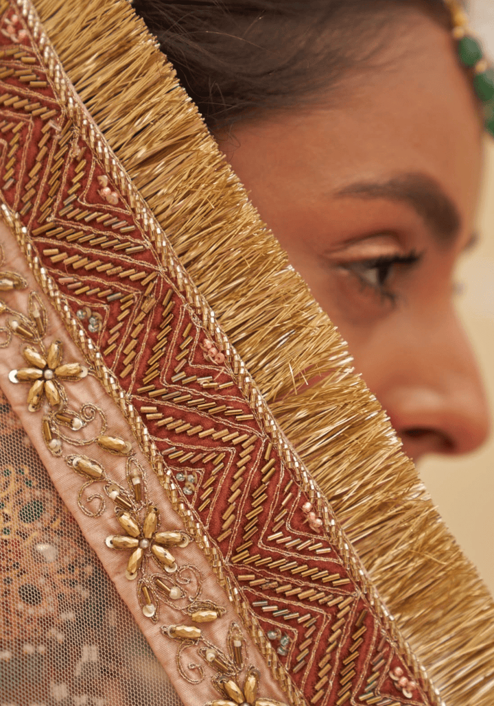 Peach Silk Embroidered Bridal Lehenga Angad Singh - Fabilicious Fashion