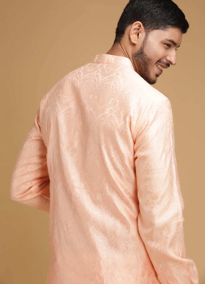 Peach Silk Kurta Set Chatenya Mittal - Fabilicious Fashion