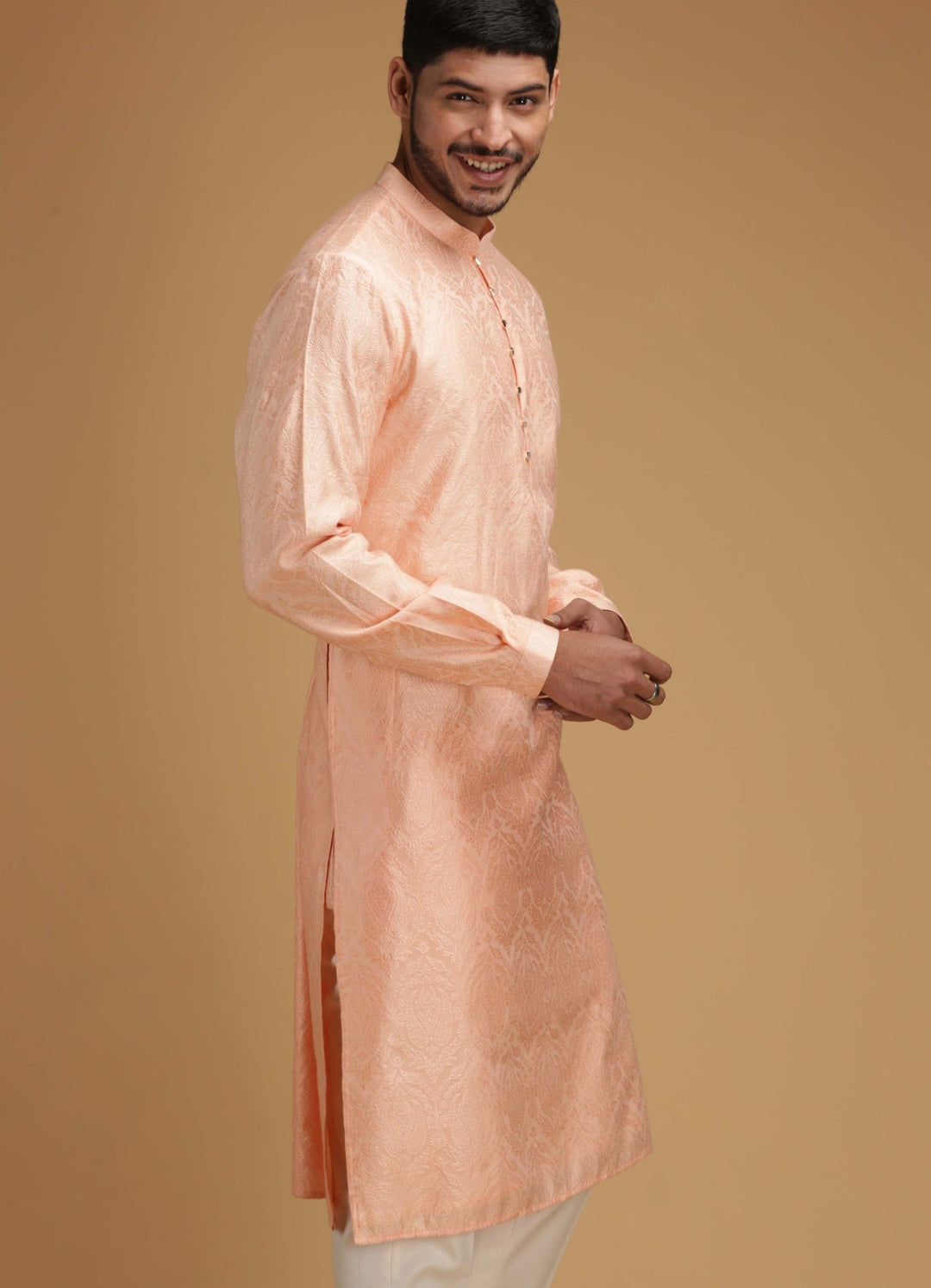 Peach Silk Kurta Set Chatenya Mittal - Fabilicious Fashion