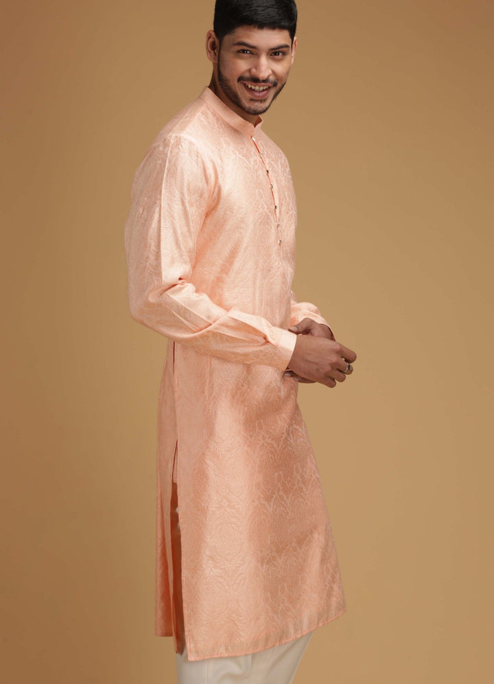 Peach Silk Kurta Set Chatenya Mittal - Fabilicious Fashion