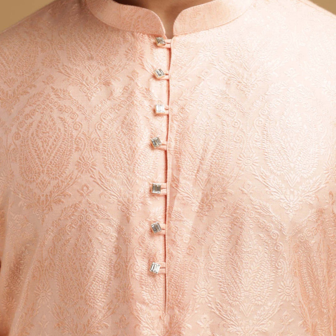 Peach Silk Kurta Set Chatenya Mittal - Fabilicious Fashion