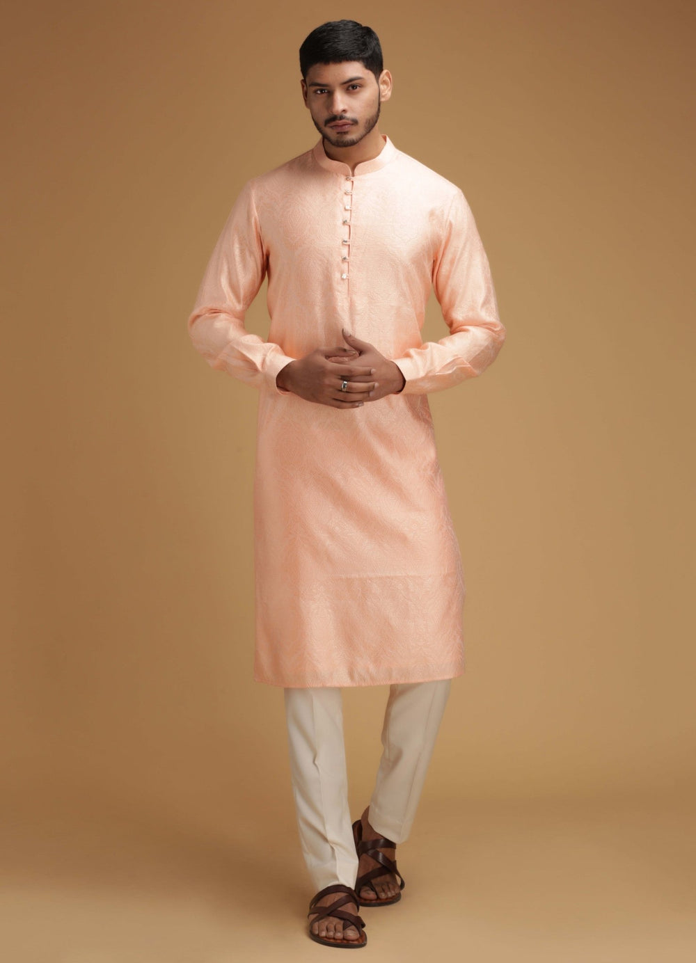 Peach Silk Kurta Set Chatenya Mittal - Fabilicious Fashion