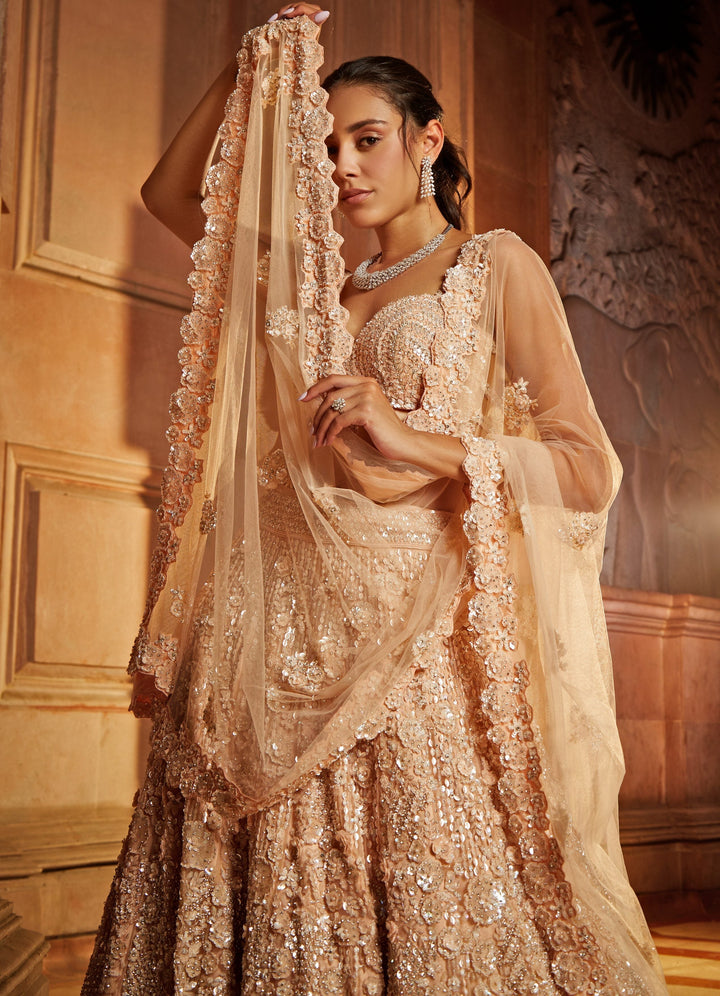 Peach Tulle Lehenga Set Nitika Gujral - Fabilicious Fashion