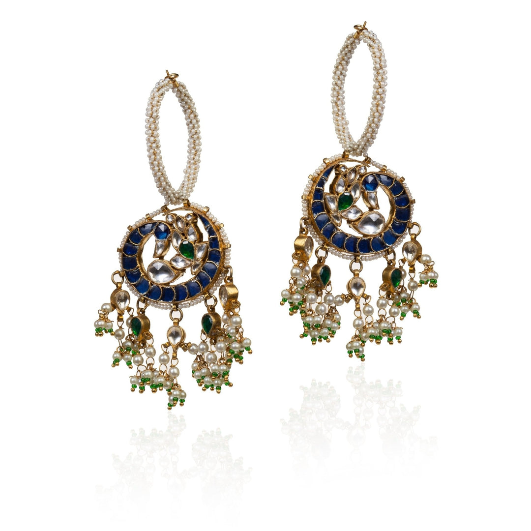 Peacock Blue 2 Piece Earring Riana by Shikha Jindal - Fabilicious Fashion