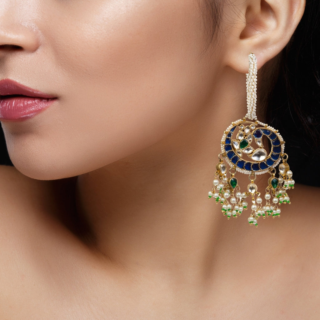 Peacock Blue Piece Earring Riana By Shikha Jindal-, 43% OFF