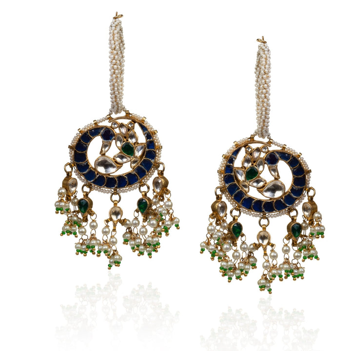 Peacock Blue 2 Piece Earring Riana by Shikha Jindal - Fabilicious Fashion