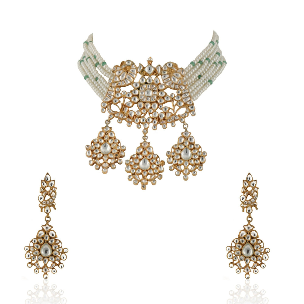 Peacock Pendant Choker Set Riana by Shikha Jindal - Fabilicious Fashion