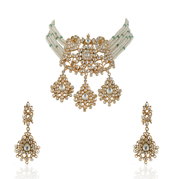 Peacock Pendant Choker Set Riana by Shikha Jindal - Fabilicious Fashion