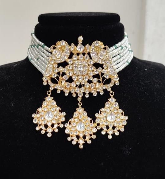 Peacock Pendant Choker Set Riana by Shikha Jindal - Fabilicious Fashion