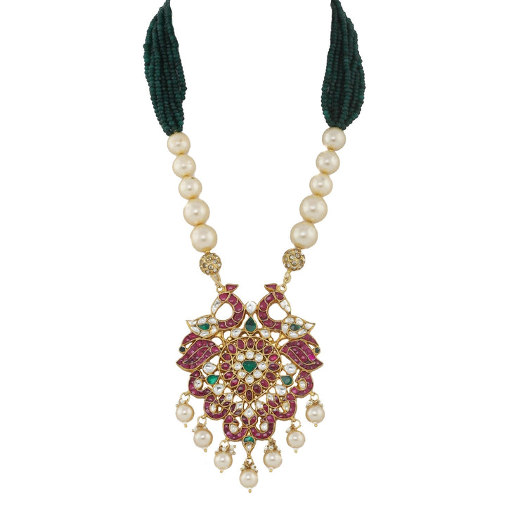 Peacock Pendant Set in Pink and Green Hues Riana by Shikha Jindal - Fabilicious Fashion