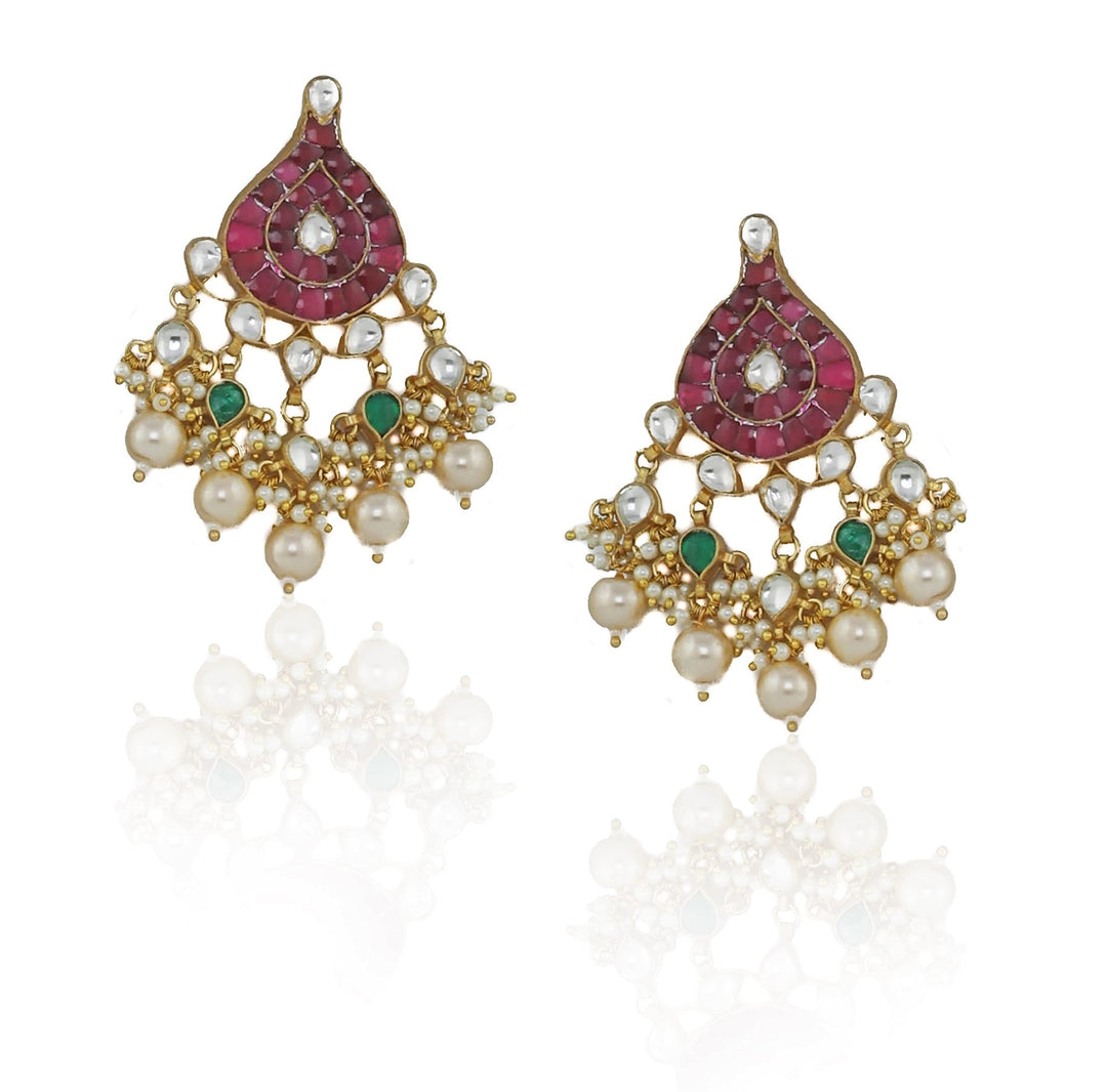 Peacock Pendant Set in Pink and Green Hues Riana by Shikha Jindal - Fabilicious Fashion