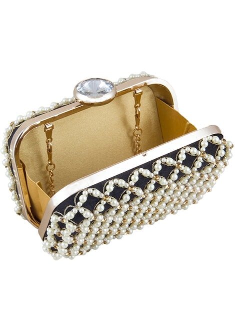 Pearl Bead Beauty Clutch The Purple Sack - Fabilicious Fashion