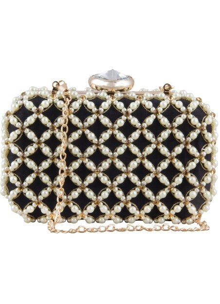 Pearl Bead Beauty Clutch The Purple Sack - Fabilicious Fashion