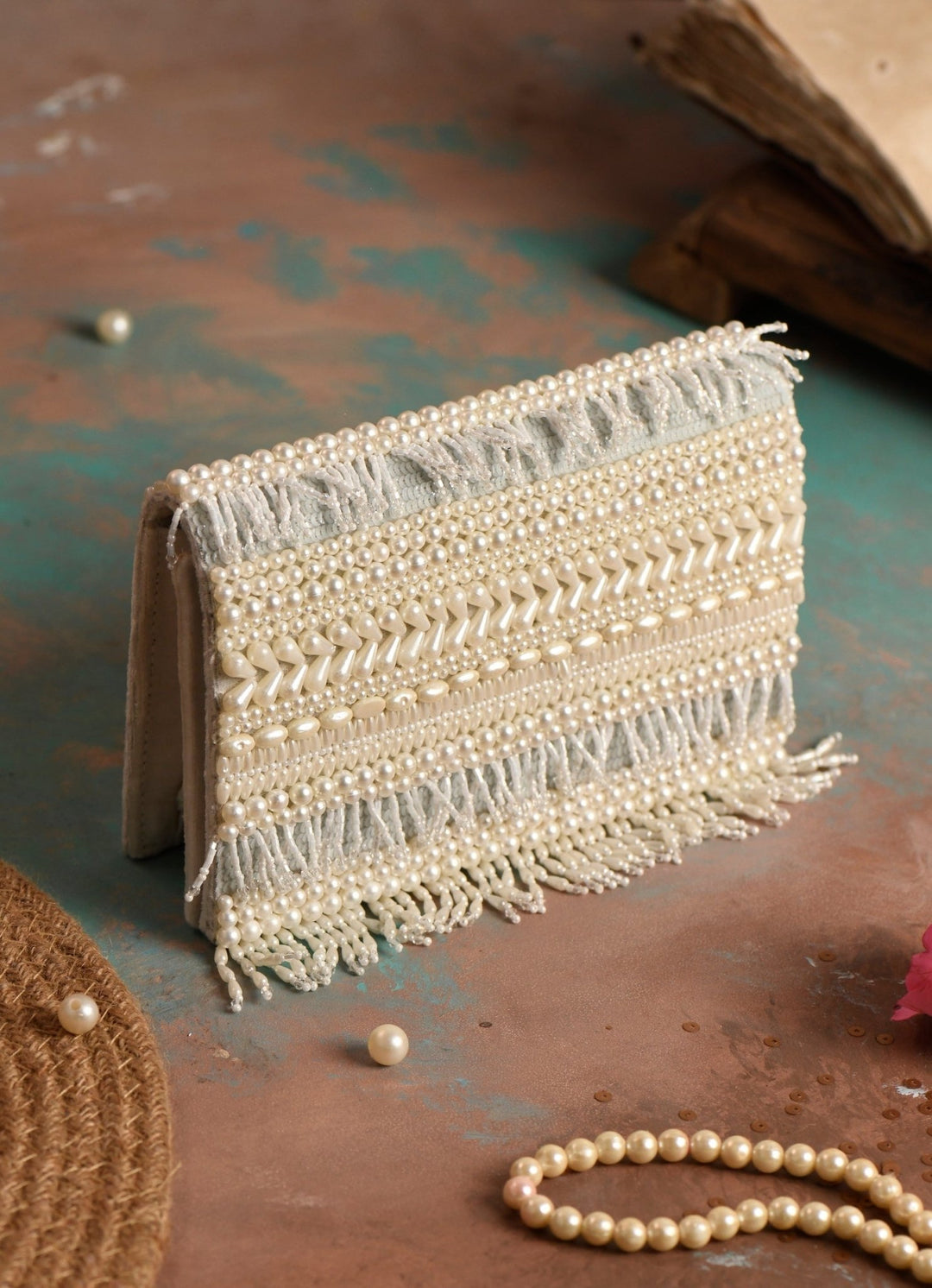 Pearl Embellished Clutch The Purple Sack - Fabilicious Fashion
