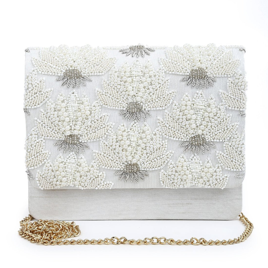 Pearl Flower Clutch The Purple Sack - Fabilicious Fashion