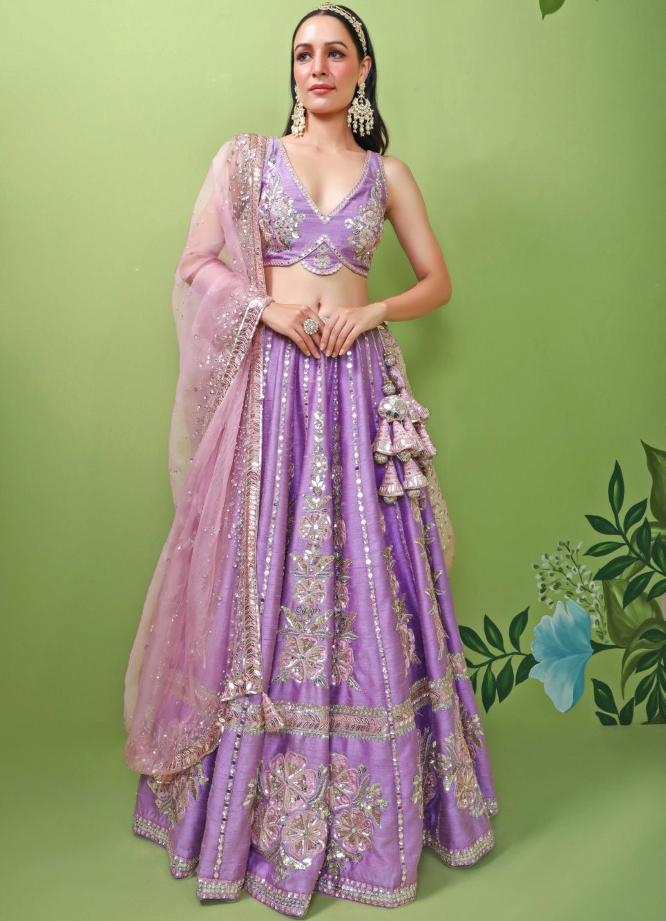 Peri Peri Raw Silk Lehenga Set Prevasu - Fabilicious Fashion