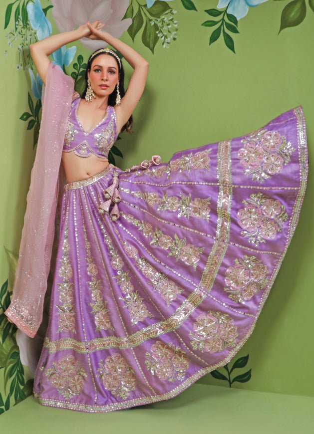 Peri Peri Raw Silk Lehenga Set Prevasu - Fabilicious Fashion
