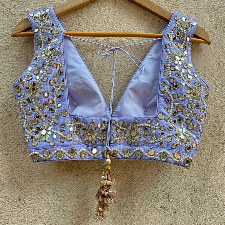 Periwinkle Blue and Gold Mirror Lehenga Set Priti Sahni - Fabilicious Fashion