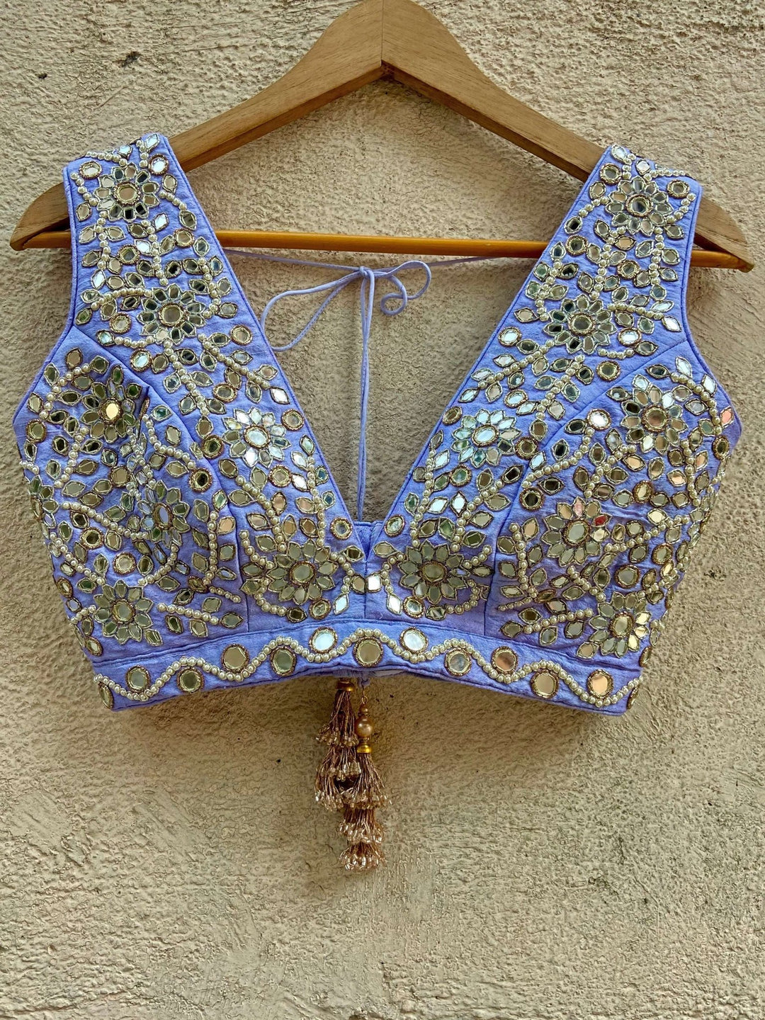 Periwinkle Blue and Gold Mirror Lehenga Set Priti Sahni - Fabilicious Fashion
