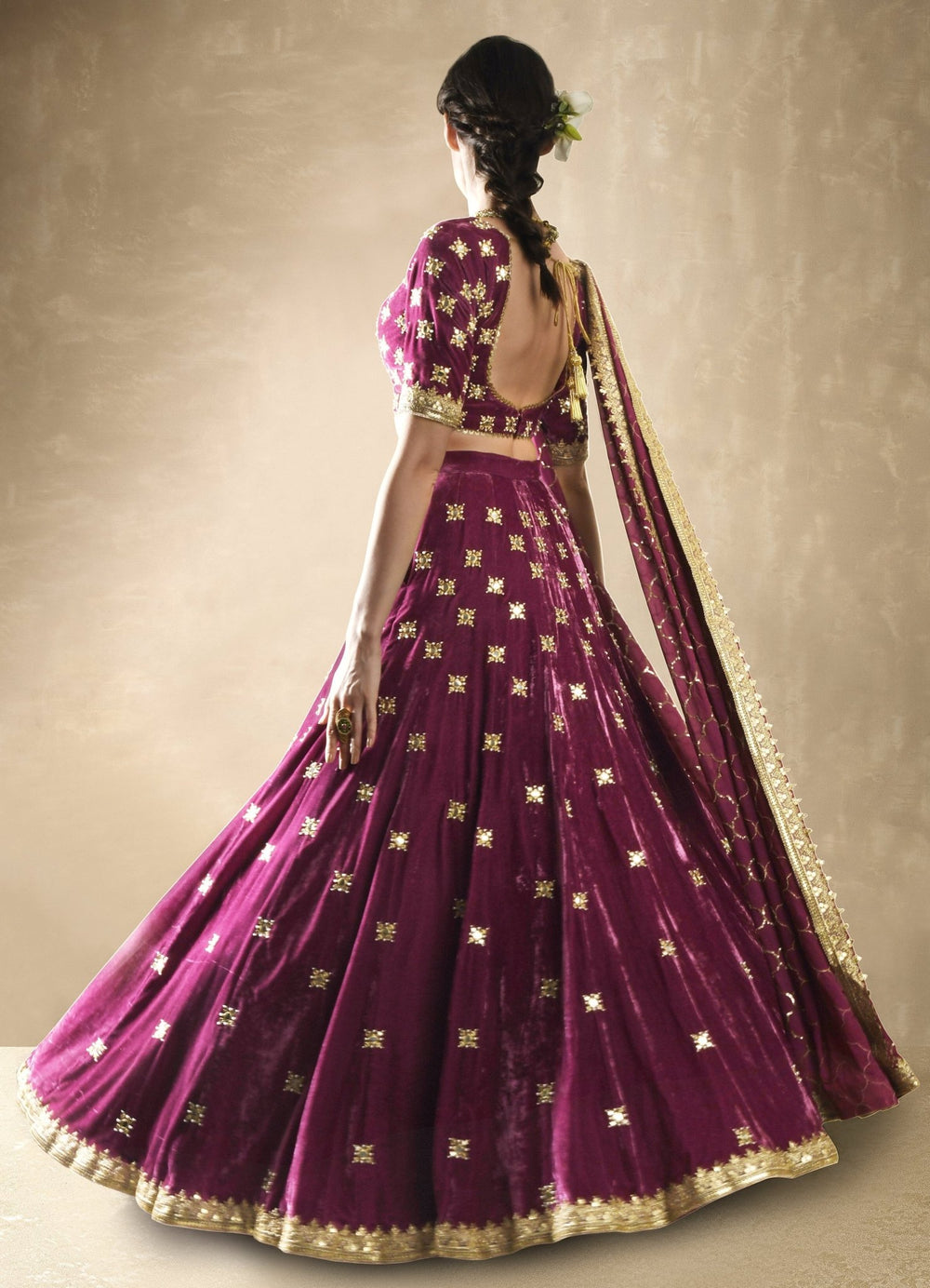 Petunia Velvet Mirrorwork Lehenga Set Renee - Fabilicious Fashion