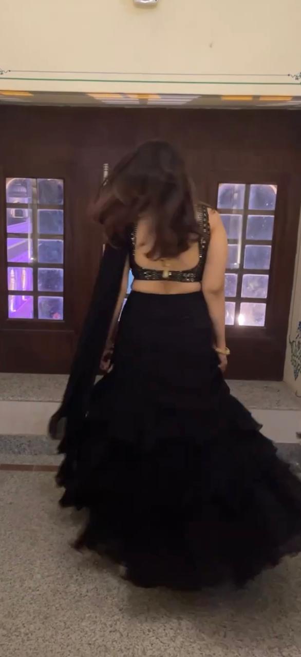 Pia Black Lehenga Saree Set Renee - Fabilicious Fashion