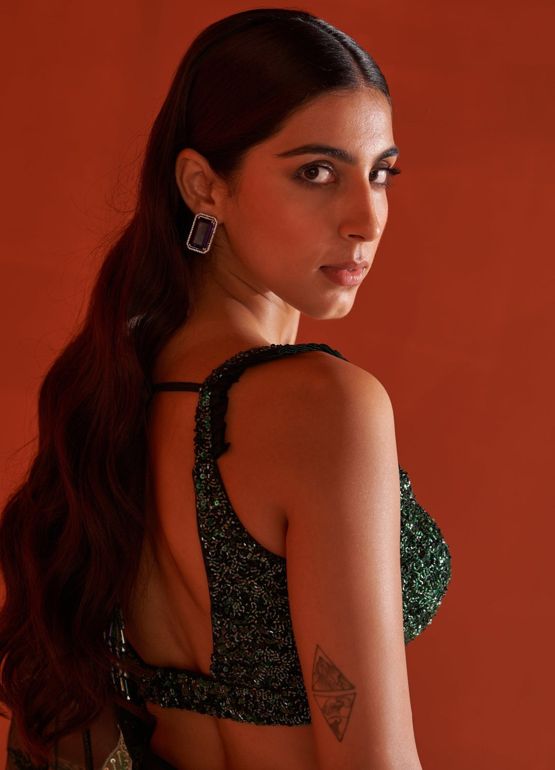 Pine Green Embellished Net Saree With Bustier Angad Singh - Fabilicious Fashion