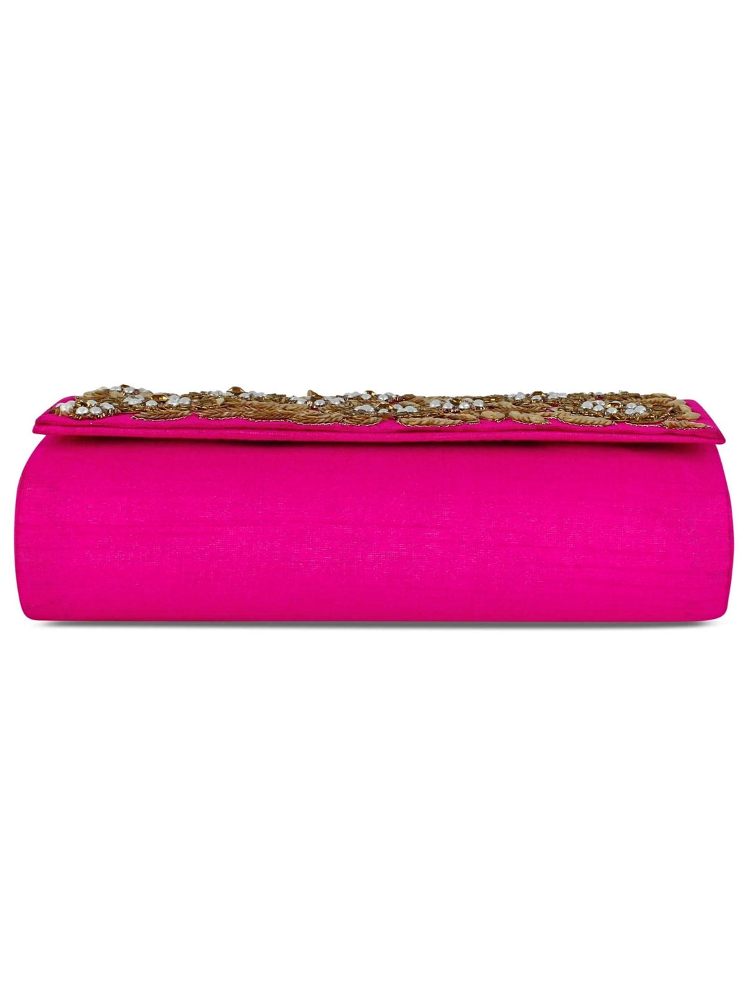 Pink and Gold Floral Clutch The Purple Sack - Fabilicious Fashion