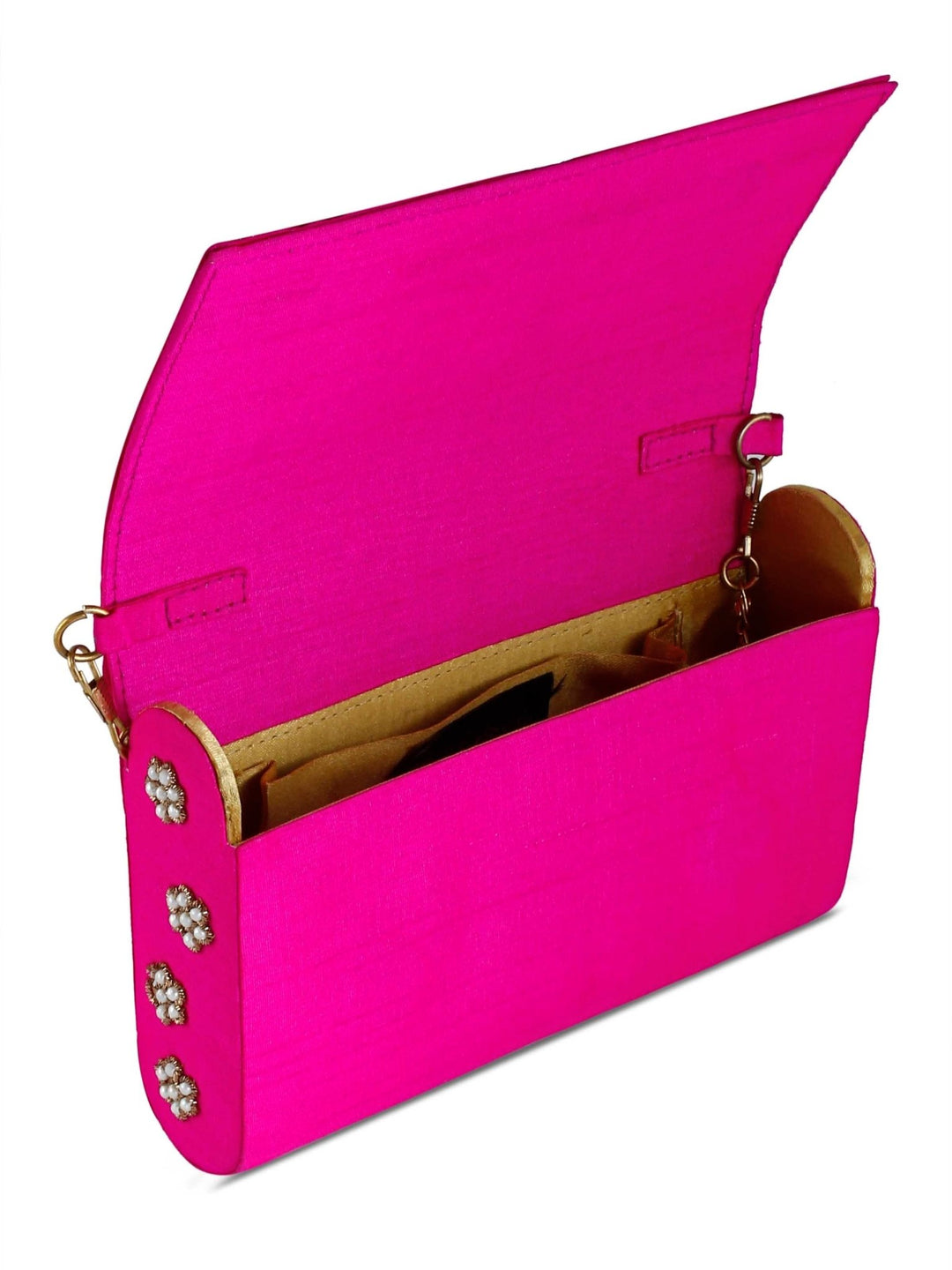 Pink and Gold Floral Clutch The Purple Sack - Fabilicious Fashion