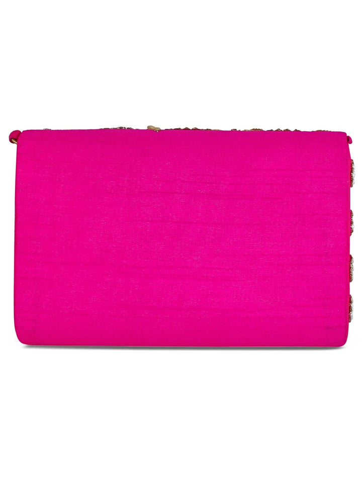 Pink and Gold Floral Clutch The Purple Sack - Fabilicious Fashion