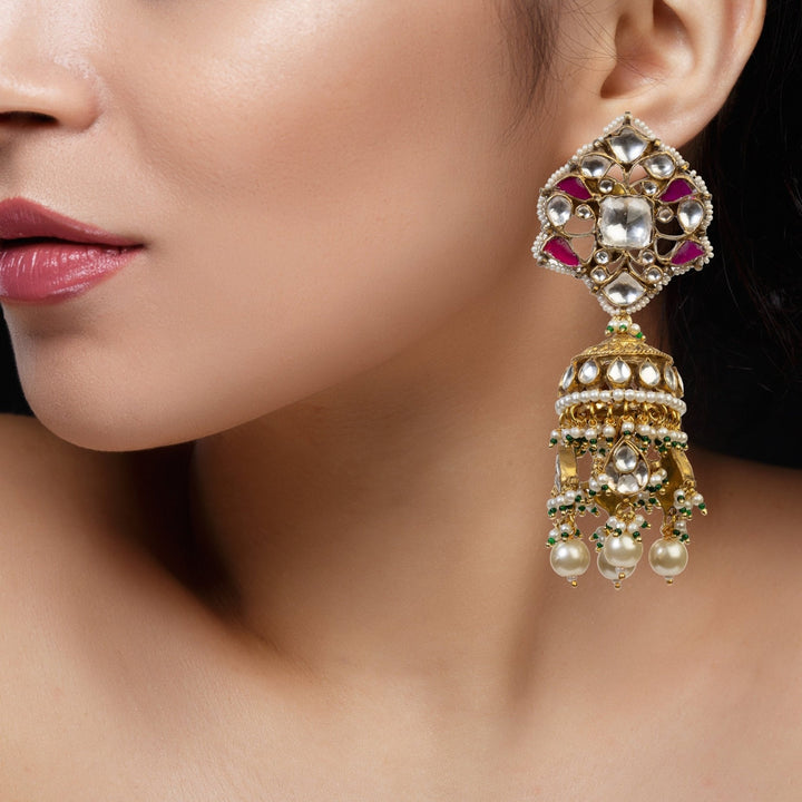 Pink And Green Necklace Set Riana by Shikha Jindal - Fabilicious Fashion