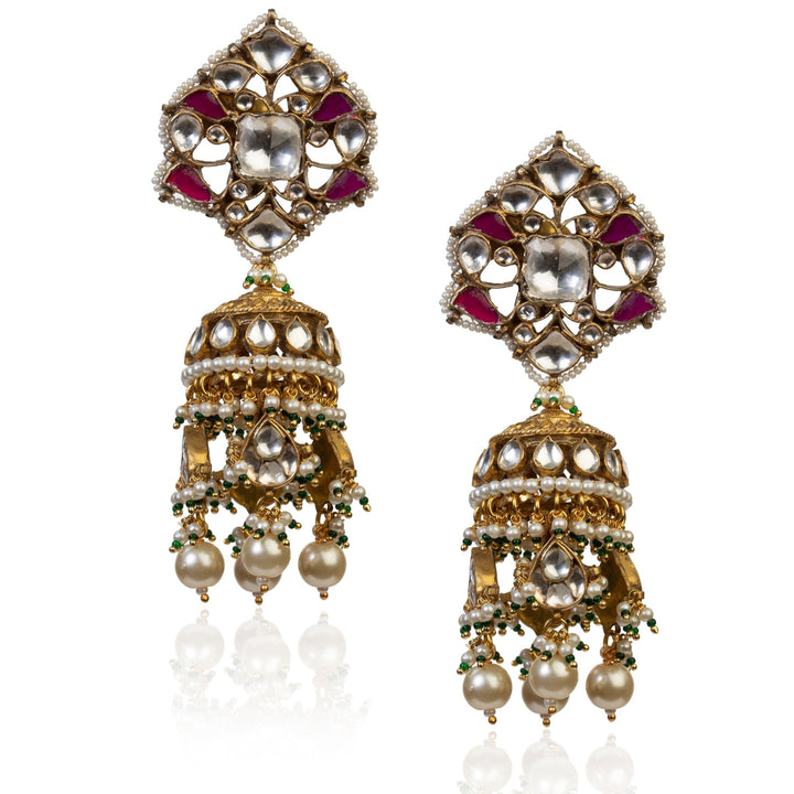 Pink And Green Necklace Set Riana by Shikha Jindal - Fabilicious Fashion