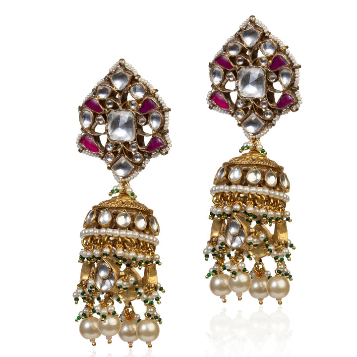 Pink And Green Necklace Set Riana by Shikha Jindal - Fabilicious Fashion