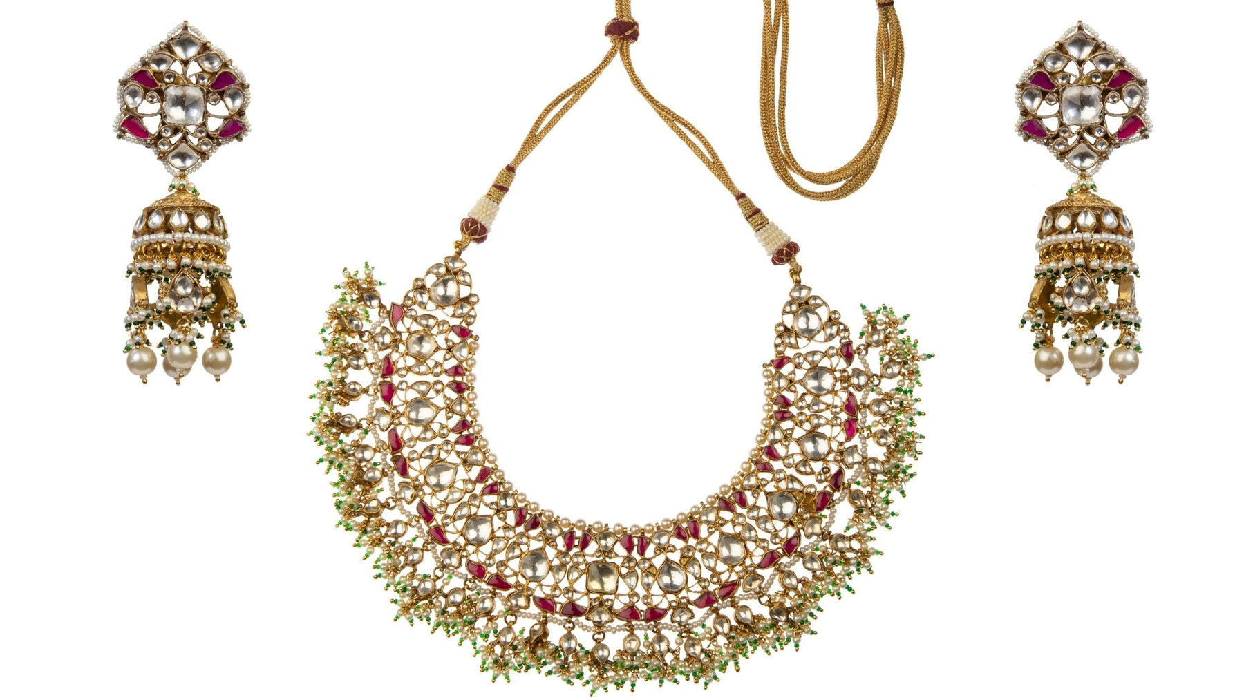 Green and hotsell pink jewellery set