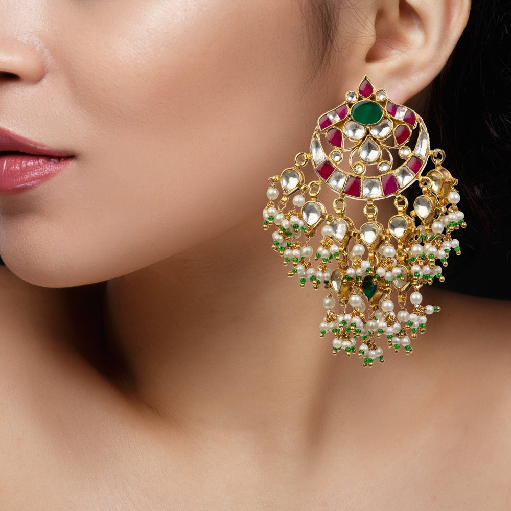 Pink And Green Pendant Set Riana by Shikha Jindal - Fabilicious Fashion