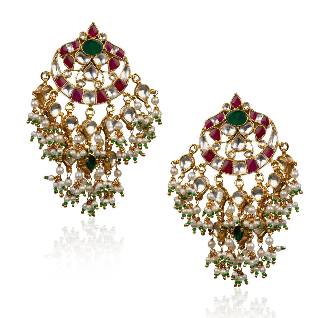 Pink And Green Pendant Set Riana by Shikha Jindal - Fabilicious Fashion