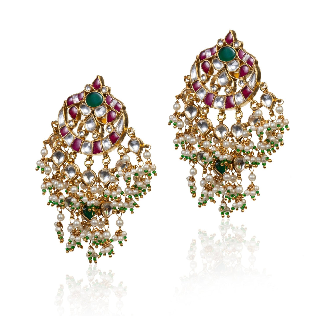 Pink And Green Pendant Set Riana by Shikha Jindal - Fabilicious Fashion