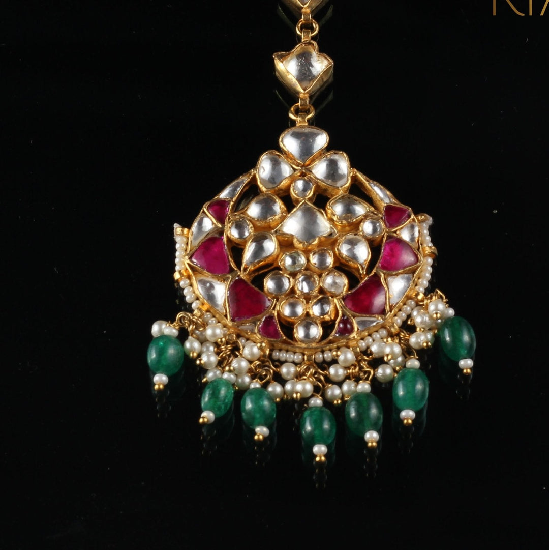 Pink And Green Tikka Riana by Shikha Jindal - Fabilicious Fashion