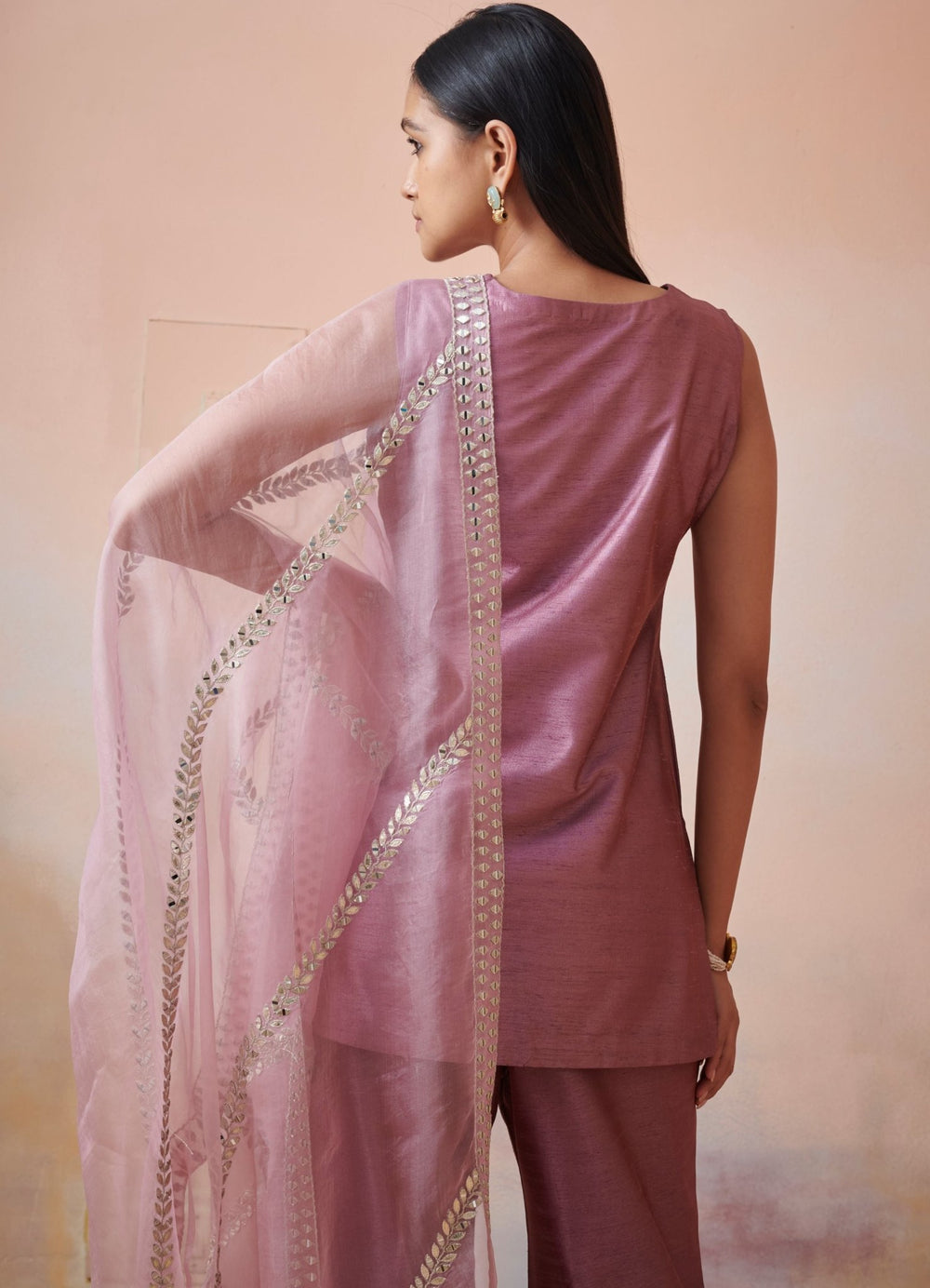 pink and plum slub silk kurta set Suhino - Fabilicious Fashion