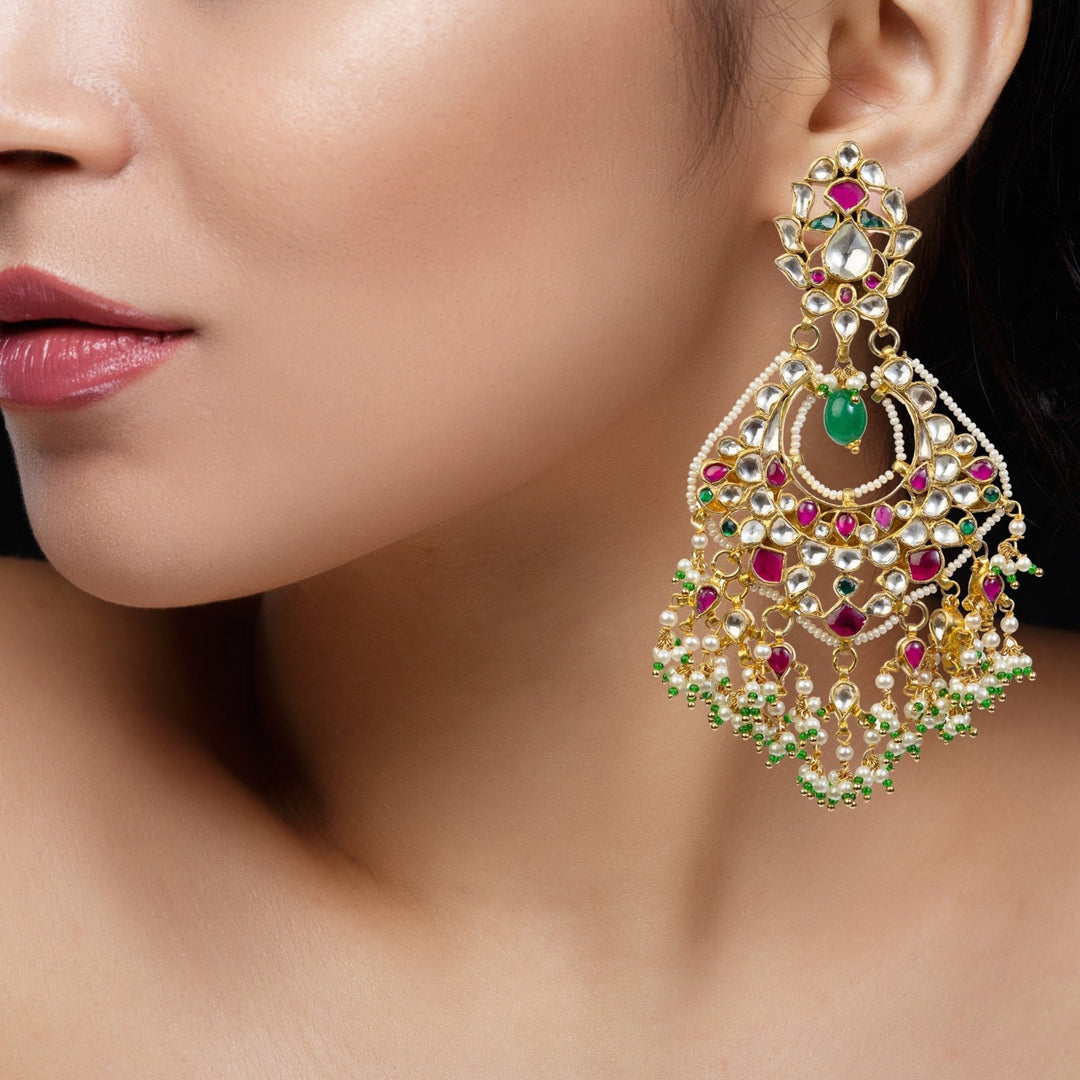 Pink And White Chand Baali Riana by Shikha Jindal - Fabilicious Fashion