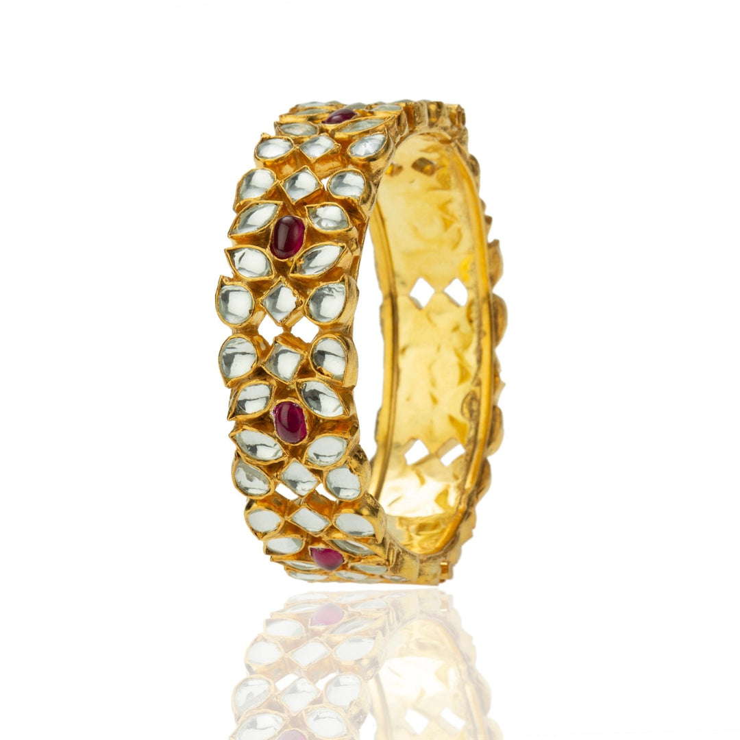 Pink And White Stone Bangles Riana by Shikha Jindal - Fabilicious Fashion