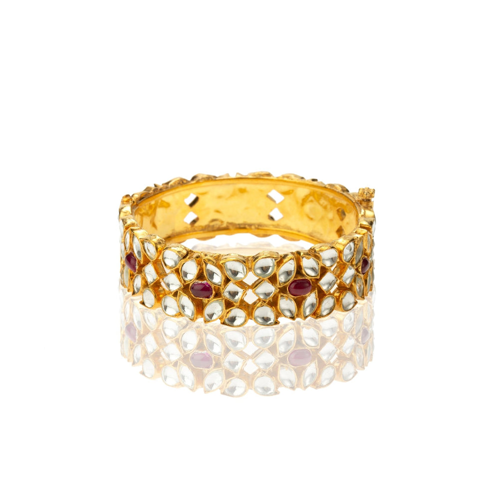 Pink And White Stone Bangles Riana by Shikha Jindal - Fabilicious Fashion