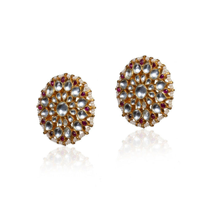 Pink And White Studs Earrings Riana by Shikha Jindal - Fabilicious Fashion