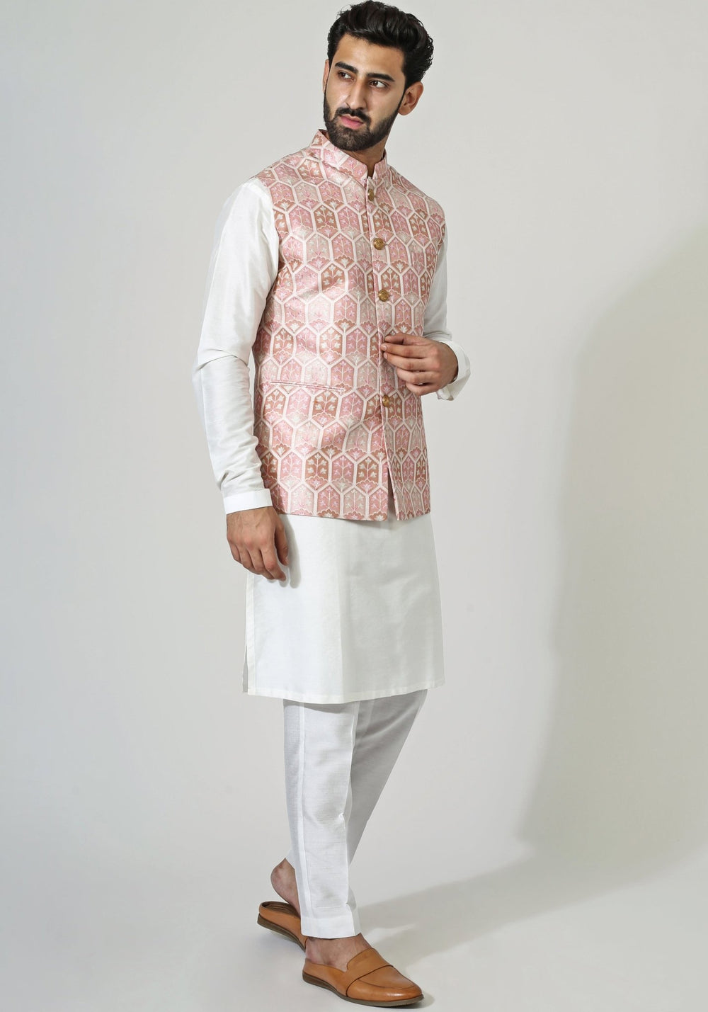 Pink Embroidered Nehru With Kurta Set Chatenya Mittal - Fabilicious Fashion