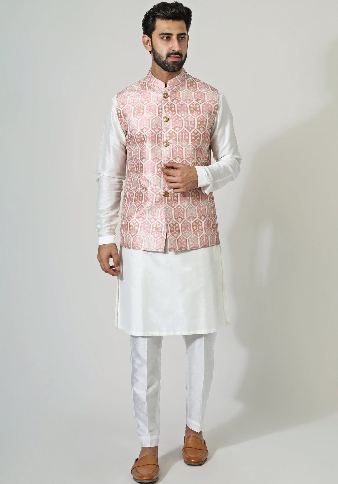 Pink Embroidered Nehru With Kurta Set Chatenya Mittal - Fabilicious Fashion
