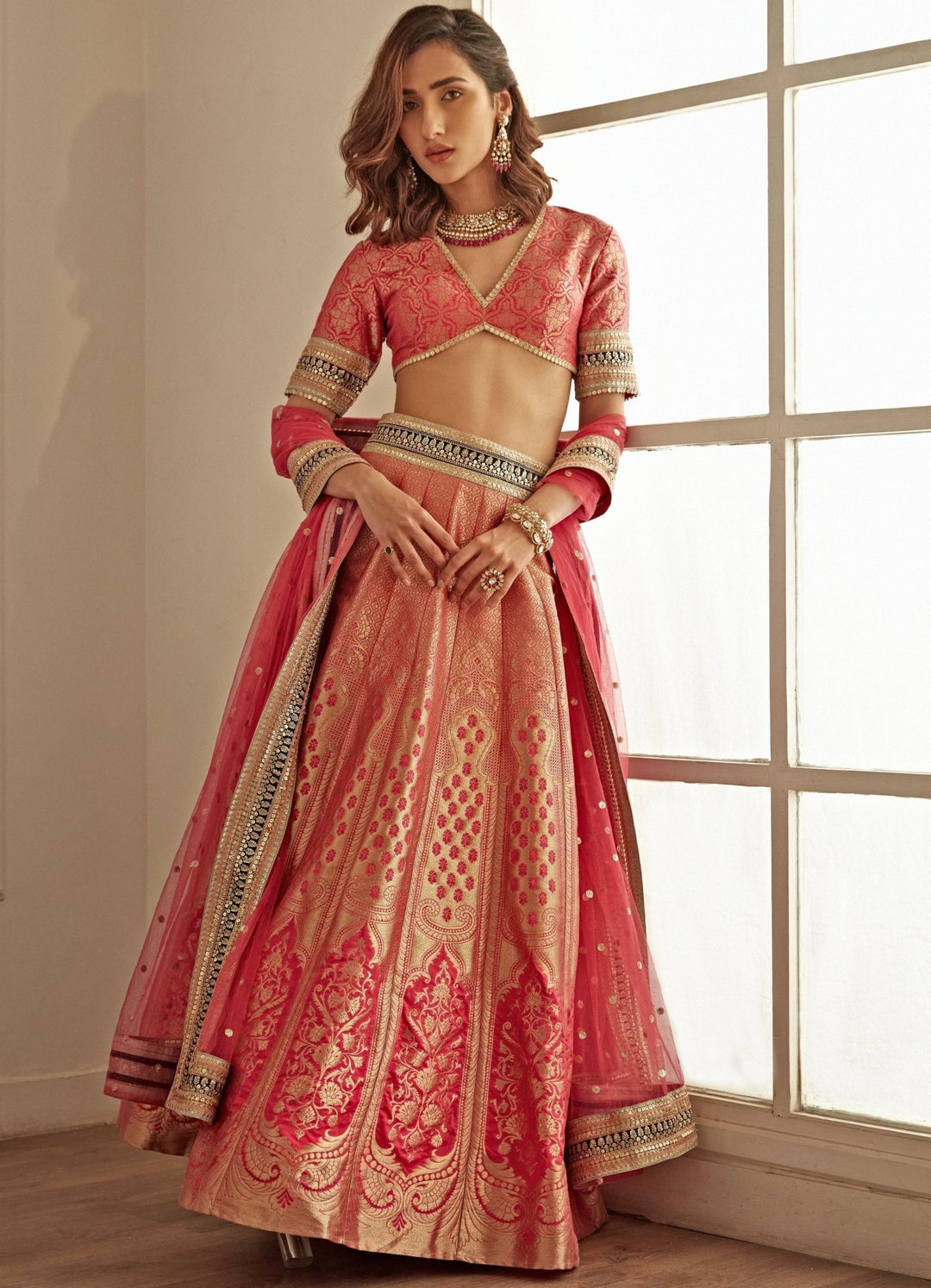 Pink Gulal Banarasi Lehenga Set Studio Iris - Fabilicious Fashion