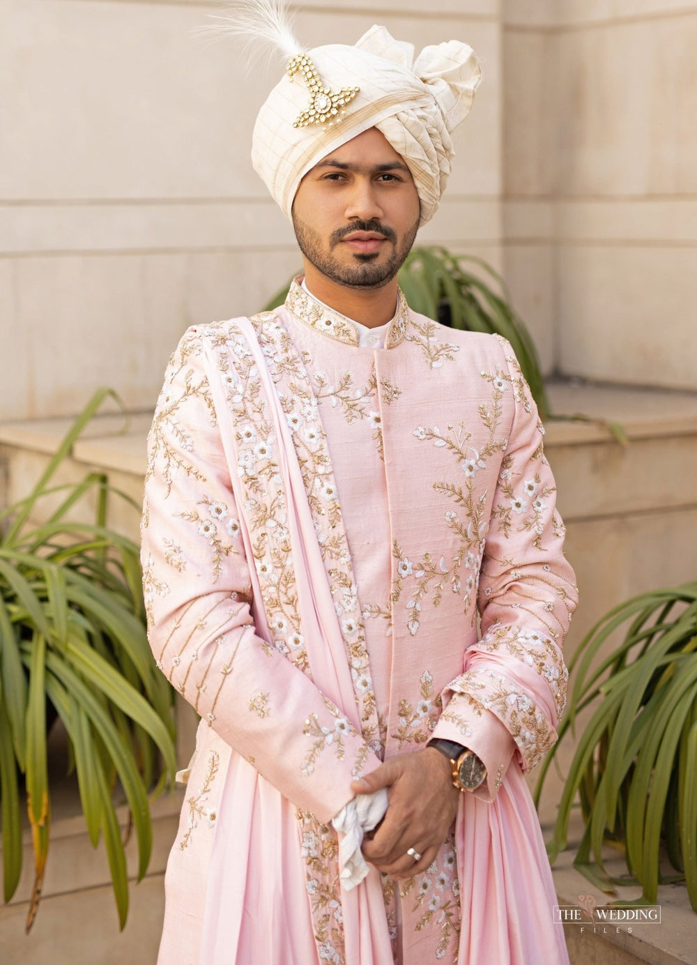Pink Hand embroidered Achkan Set Contrast by Parth - Fabilicious Fashion