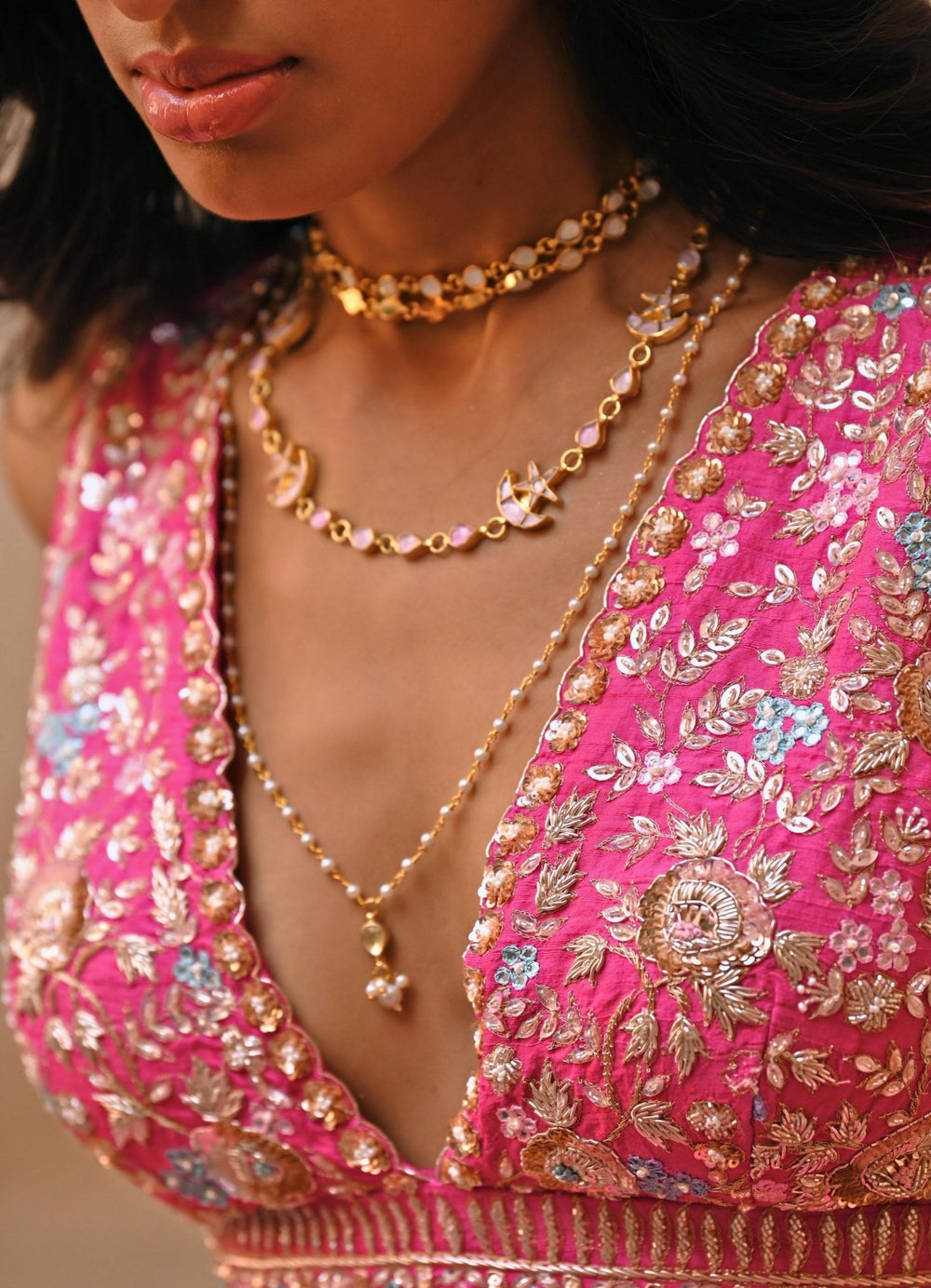 Pink Medly Embroidered Lehenga Set Chamee n Palak - Fabilicious Fashion