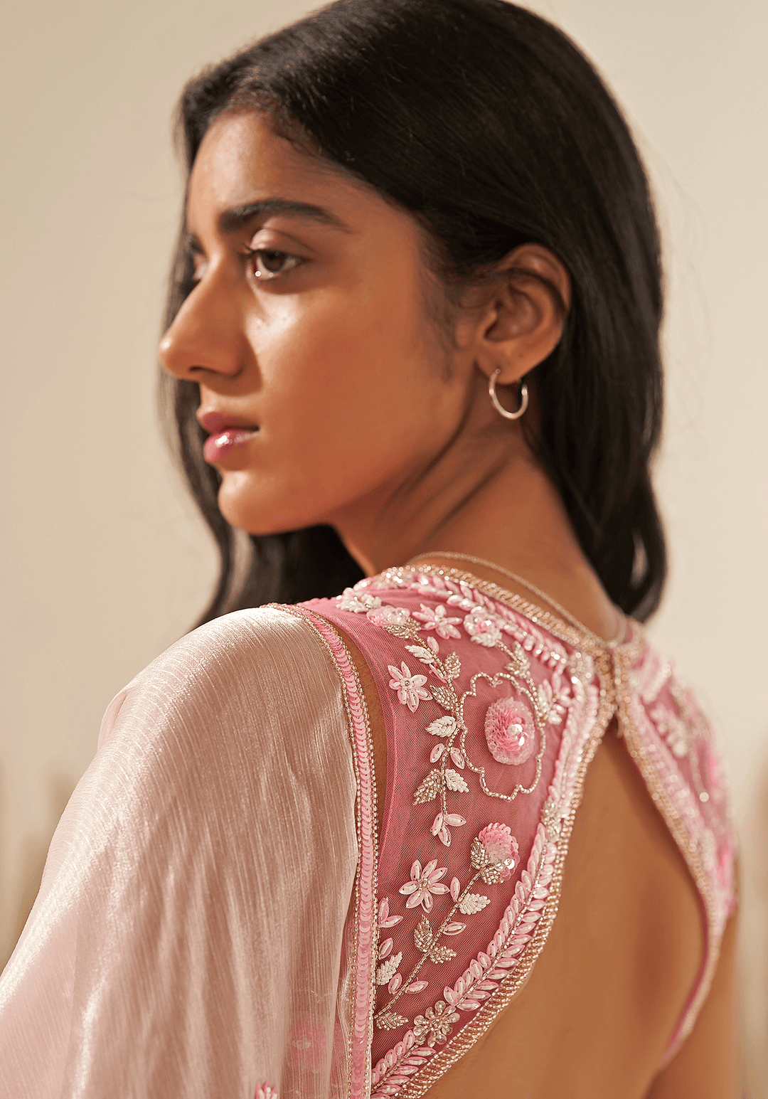 Pink Metallic Organza Embroidered Lehenga Set Zoon Tribe - Fabilicious Fashion
